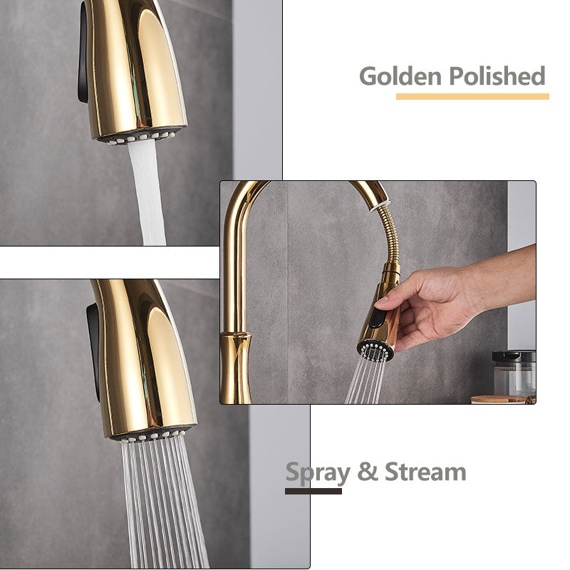 Brass Kitchen Faucet Pull Out Mixer Sink Water Tap 360° Rotation Single Handle