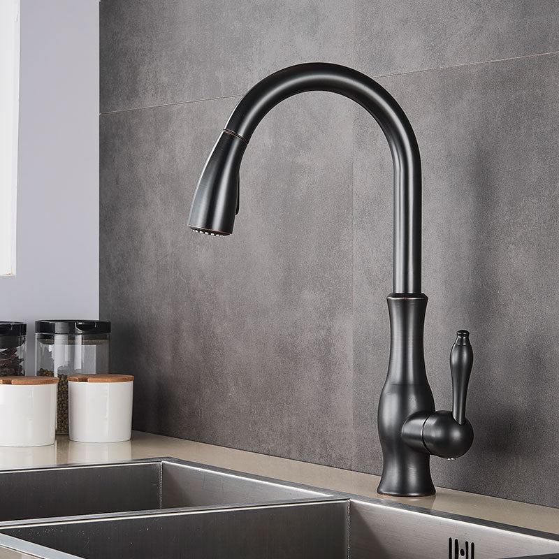 Brass Kitchen Faucet Pull Out Mixer Sink Water Tap 360° Rotation Single Handle