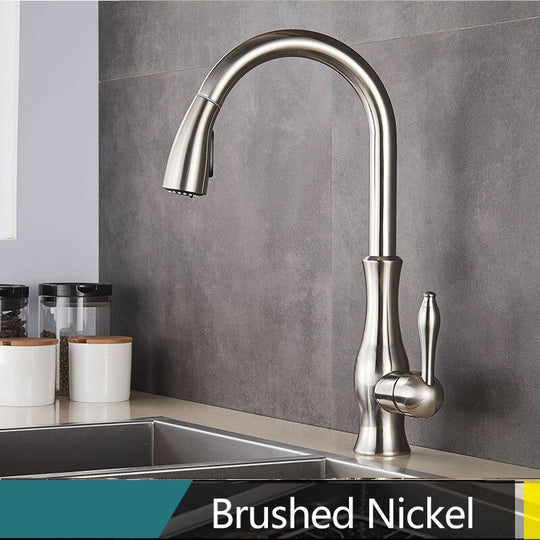Brass Kitchen Faucet Pull Out Mixer Sink Water Tap 360° Rotation Single Handle