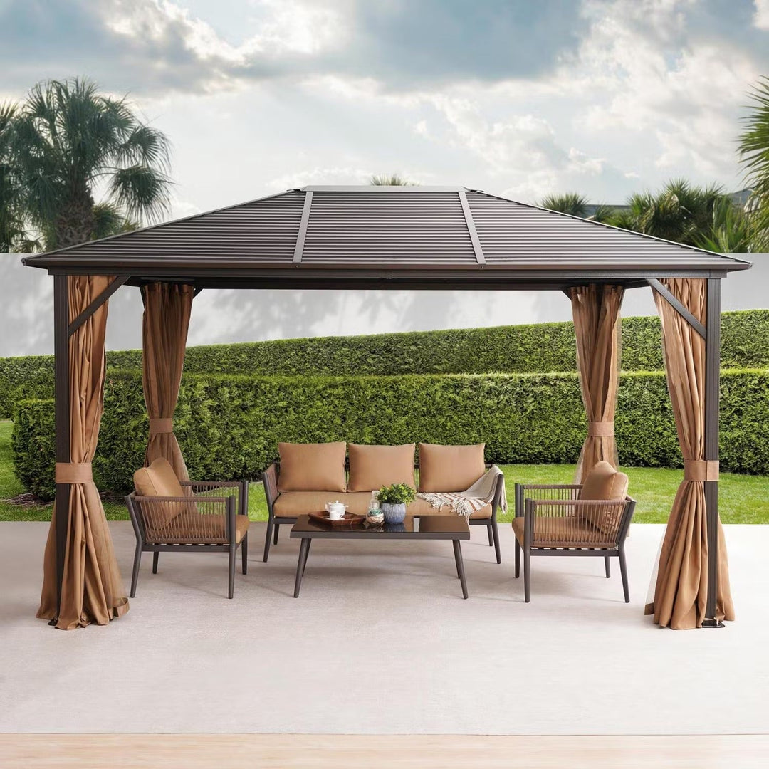 Seranta Brown Outdoor Gazebo with Netting & Aluminium Frame
