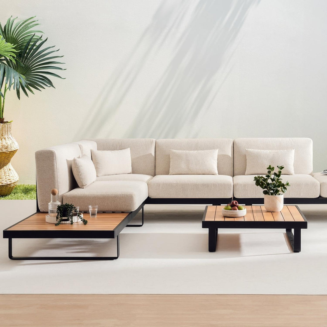 Solvara Luxe 8-Seater Outdoor Corner Sofa Set, Beige