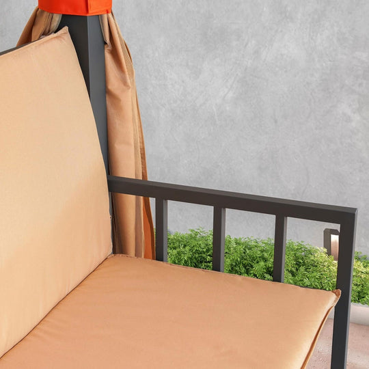 Sorana 3x3m Outdoor Gazebo with Seating and Table, Beige & Orange