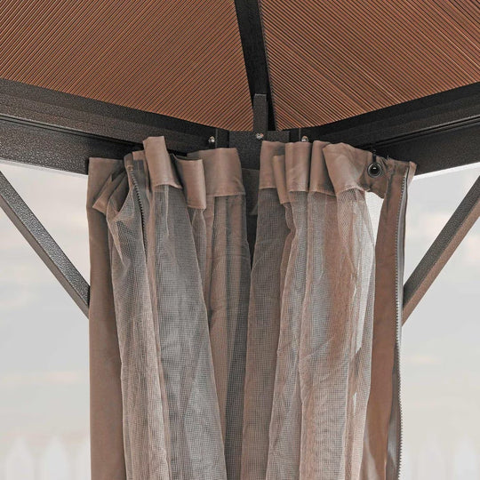 Trevana 3x3m Brown Outdoor Gazebo with Netting and Ceiling Hook