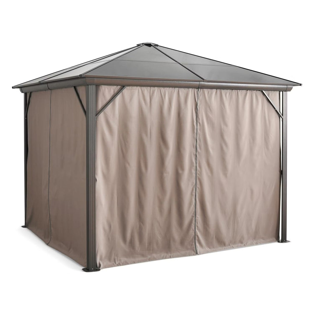 Trevana 3x3m Brown Outdoor Gazebo with Netting and Ceiling Hook