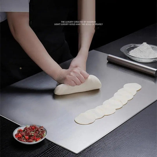 High-Quality Stainless Steel Cutting Board with Edge – Perfect for Homemade Pizza, Pastries, and More!