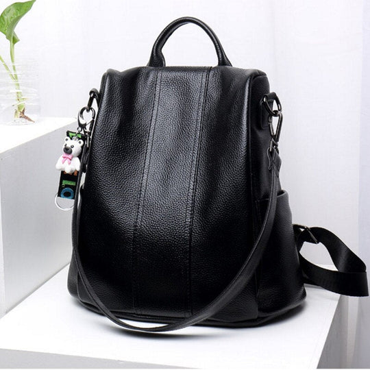 Theft-Resistant Leather Backpack