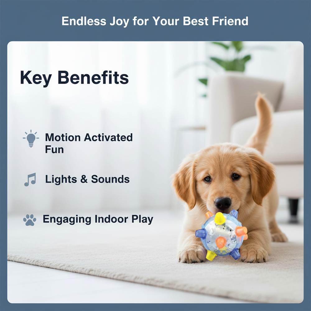 Dog Toy Ball - Interactive Movement - Light Feature