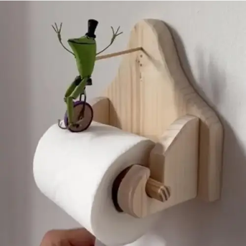 Original Frog on the Bicycle Toilet Paper Holder