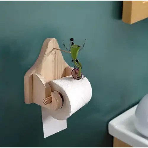 Original Frog on the Bicycle Toilet Paper Holder