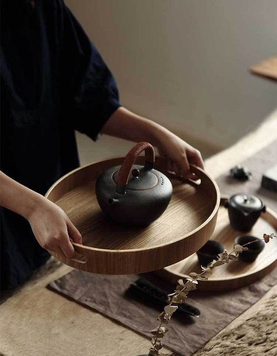 Slim Round Wooden Serving Trays