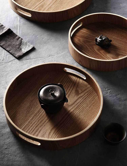 Slim Round Wooden Serving Trays