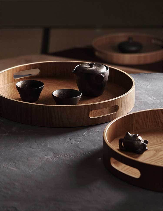 Slim Round Wooden Serving Trays