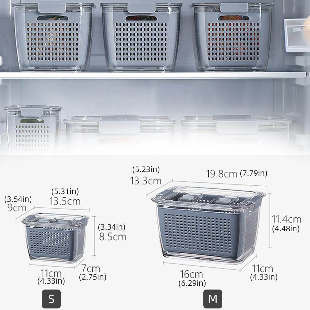 Multifunctional Vegetable & Fruit Refrigerator Drainage Organizer Box with Lid