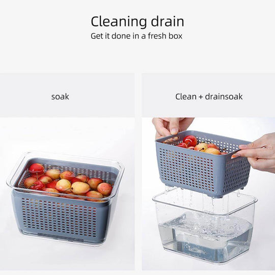 Multifunctional Vegetable & Fruit Refrigerator Drainage Organizer Box with Lid