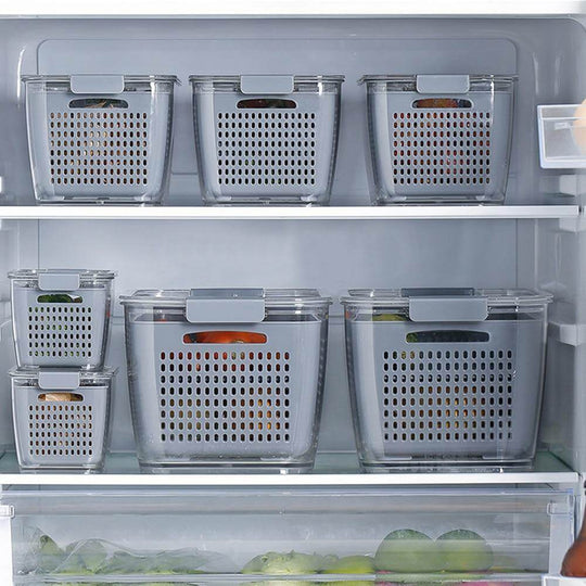 Multifunctional Vegetable & Fruit Refrigerator Drainage Organizer Box with Lid
