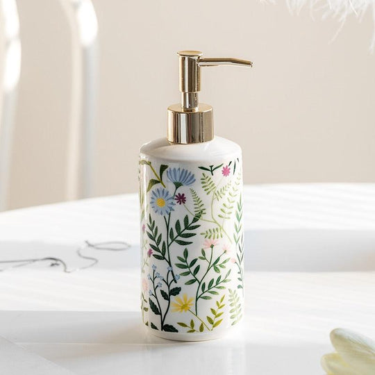 Floral Design Ceramic Soap Dispenser