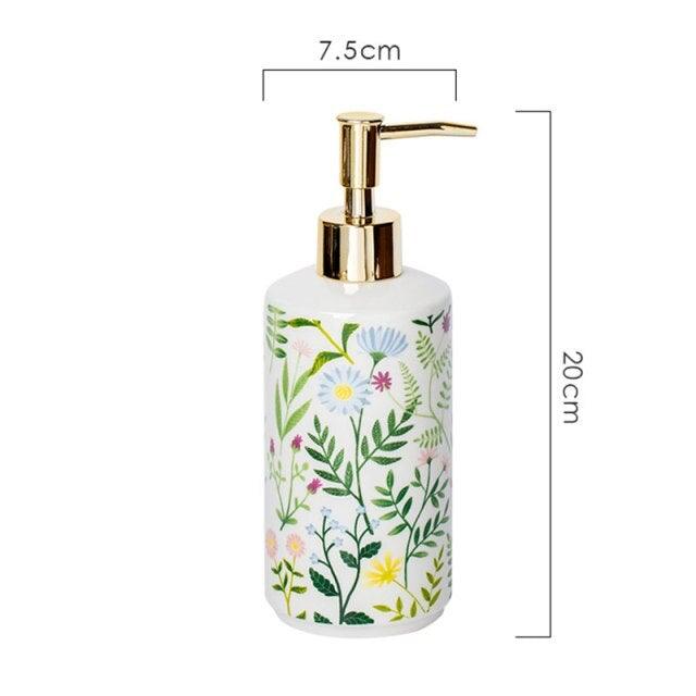 Floral Design Ceramic Soap Dispenser