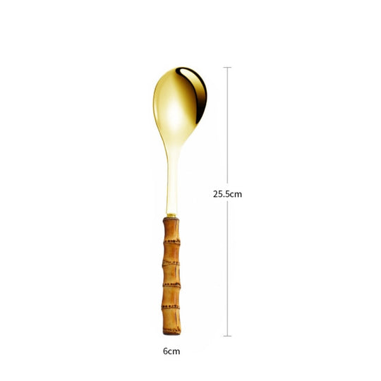 Bamboo Handle Salad Serving Cutlery Kitchen Accessories