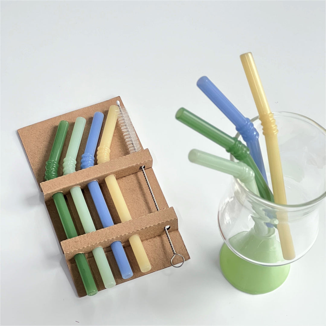 Glass Straw Set - 4 Pieces
