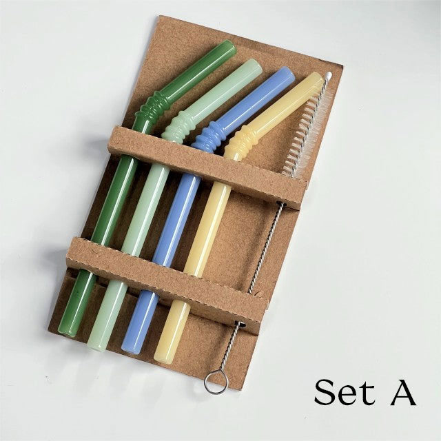 Glass Straw Set - 4 Pieces
