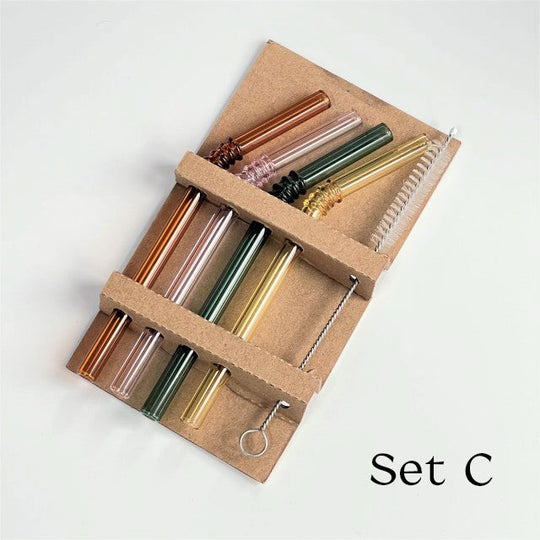 Glass Straw Set - 4 Pieces