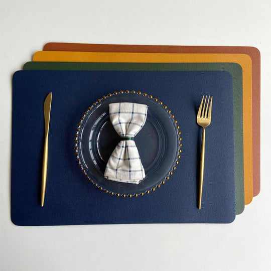 Modern Rectangular Waterproof PU Leather Placemats