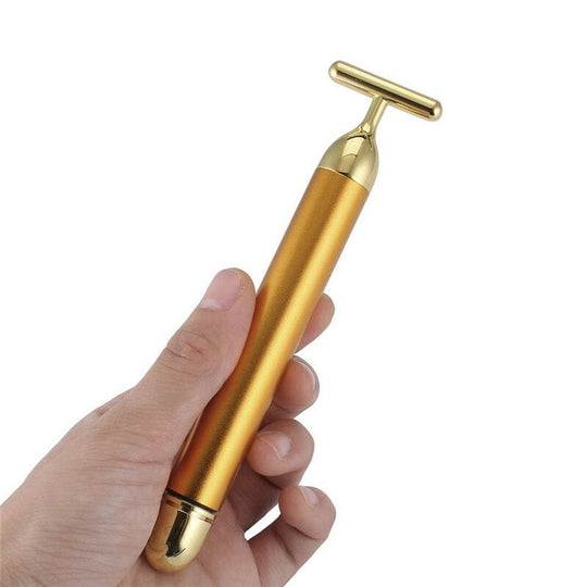 24K Gold T Beauty Bar Facial Roller Massager for Energy and Lift