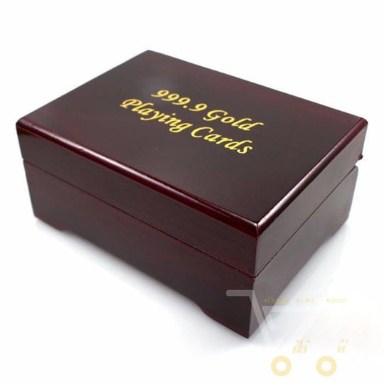 24K Gold Plated Playing Card with Wooden Style Box