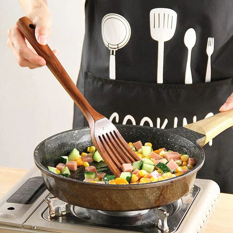 Set of Teak Kitchen Utensils