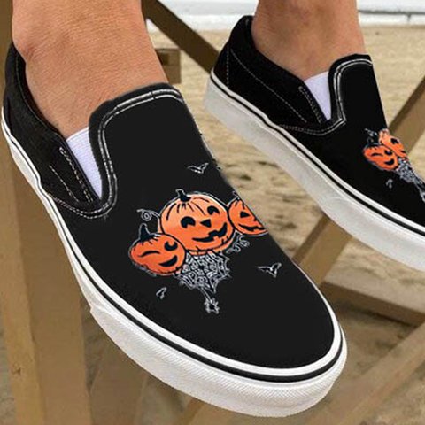 Casual Canvas Slip-Ons with Skull Design