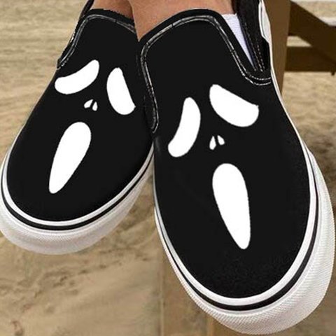 Casual Canvas Slip-Ons with Skull Design