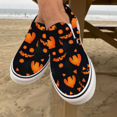 Casual Canvas Slip-Ons with Skull Design