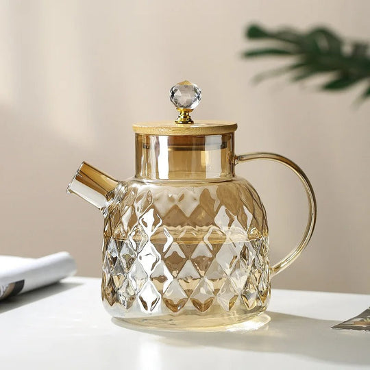 Classic Crystal Teapot | Glass & Wood