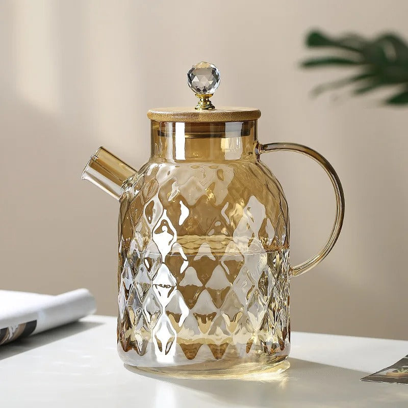 Classic Crystal Teapot | Glass & Wood