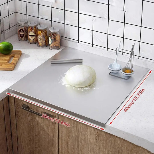 High-Quality Stainless Steel Cutting Board with Edge – Perfect for Homemade Pizza, Pastries, and More!