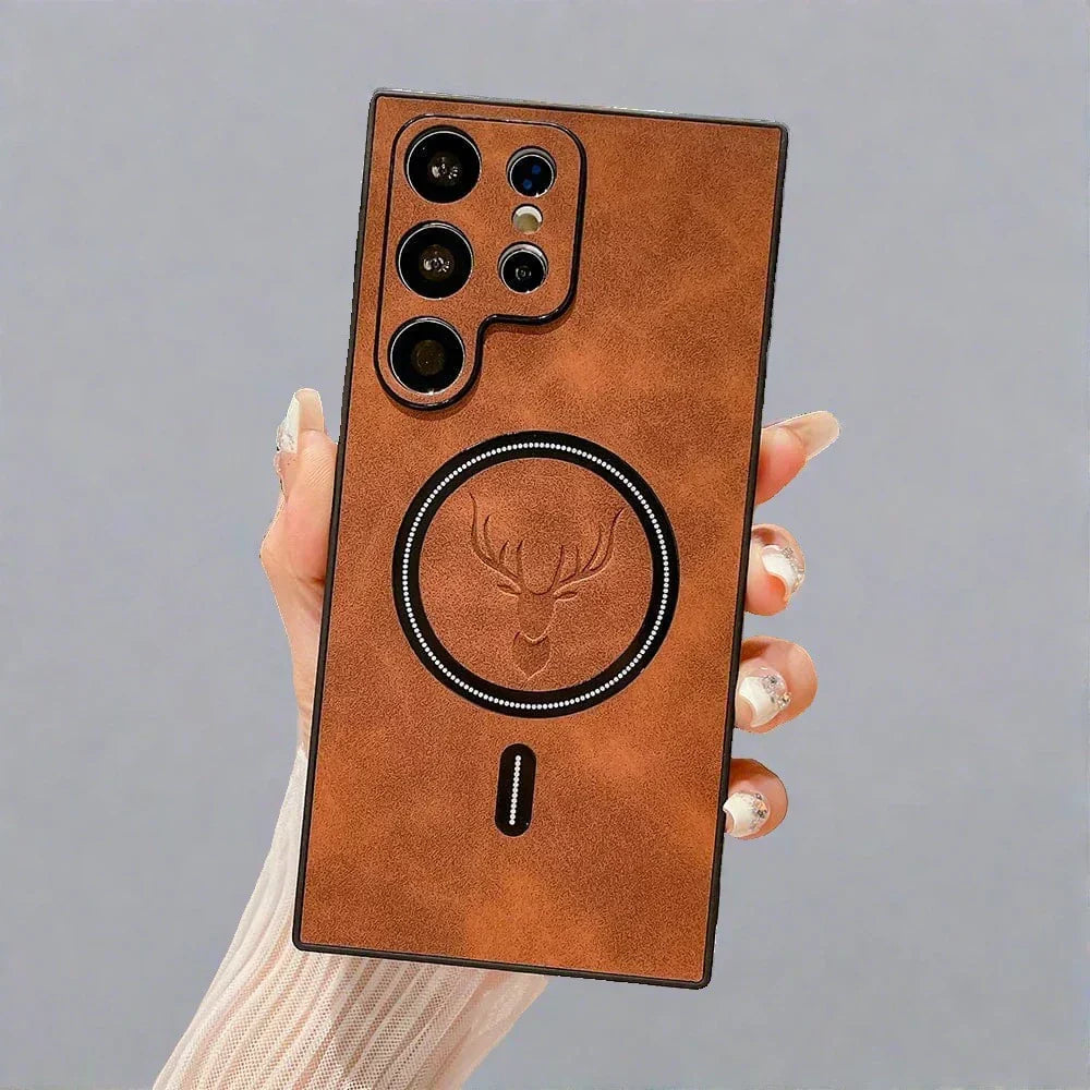 Leather Case for Samsung Phone | Magnetic Wireless Charging Case