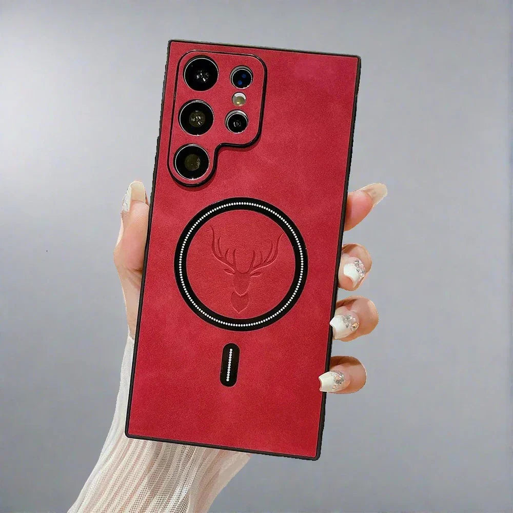 Leather Case for Samsung Phone | Magnetic Wireless Charging Case