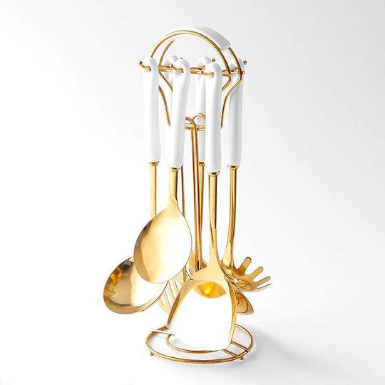 Golden Kitchen Utensils with Stand
