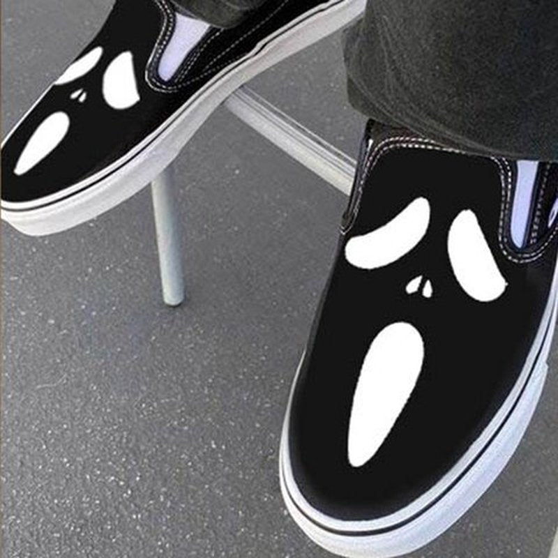 Casual Canvas Slip-Ons with Skull Design
