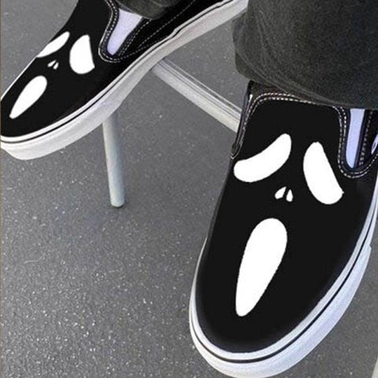 Casual Canvas Slip-Ons with Skull Design