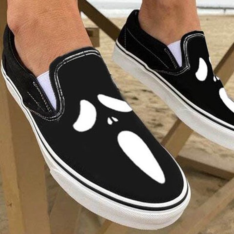Casual Canvas Slip-Ons with Skull Design